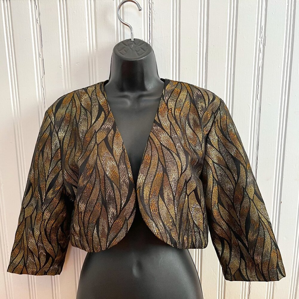 Vintage 3/4 Sleeve Metallic Bolero, Size Small